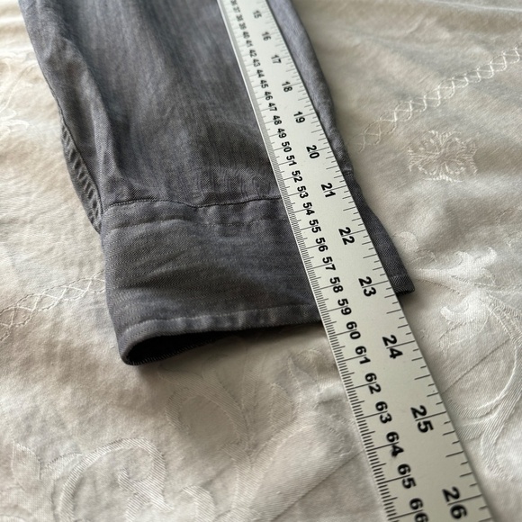 Lands' End Men's Bluish-Gray Herringbone Long Sleeve Button Up Shirt Size 17-33‎ - Picture 11 of 13